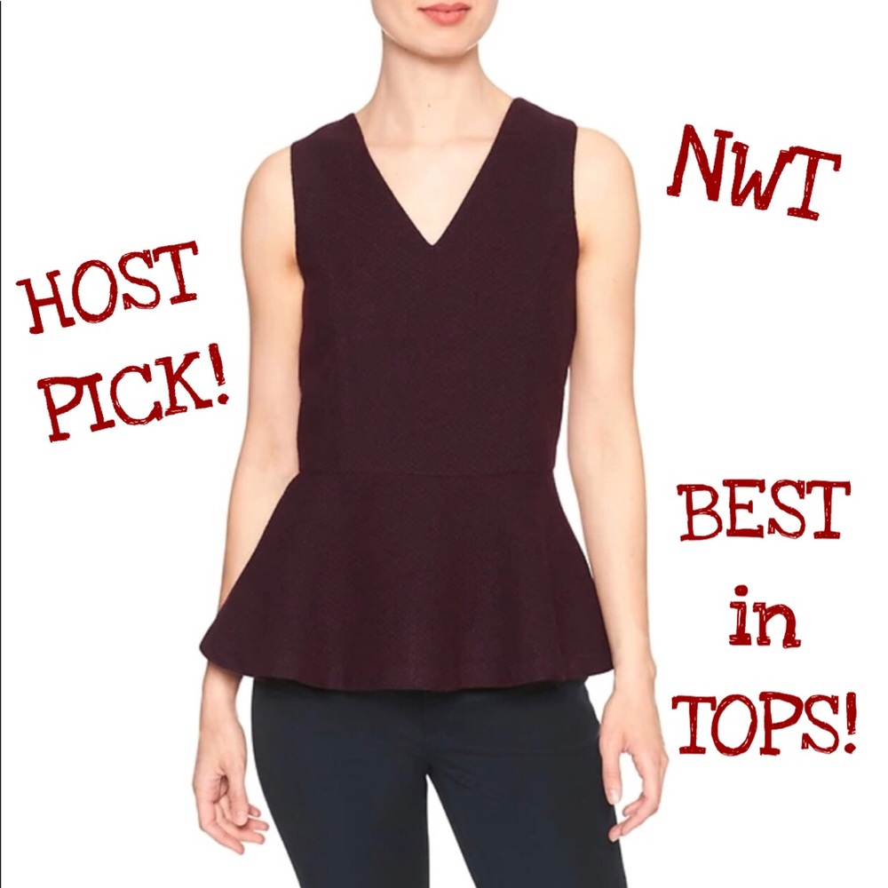 🎉 HOST PICK 🎉 NWT BR Burgundy Peplum Top, XS